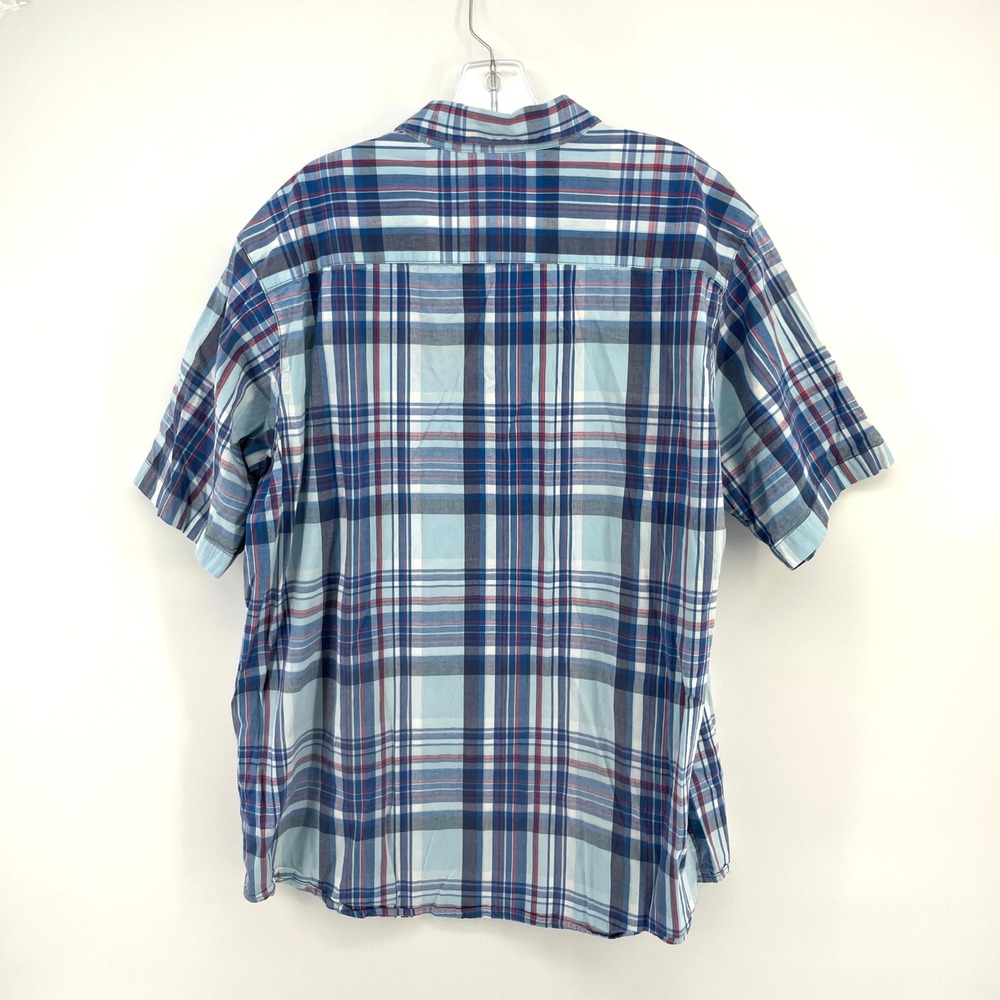 Columbia Short Sleeve Plaid Button‎ Down Shirt Mens 2XT Tall Blue Regular Fit - Picture 4 of 8